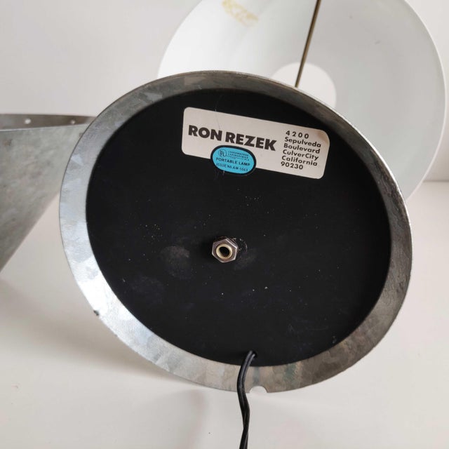 Vintage Ron Rezek 4200 Galvanized Steel Postmodern Table Lamp, 1980s For Sale - Image 11 of 13