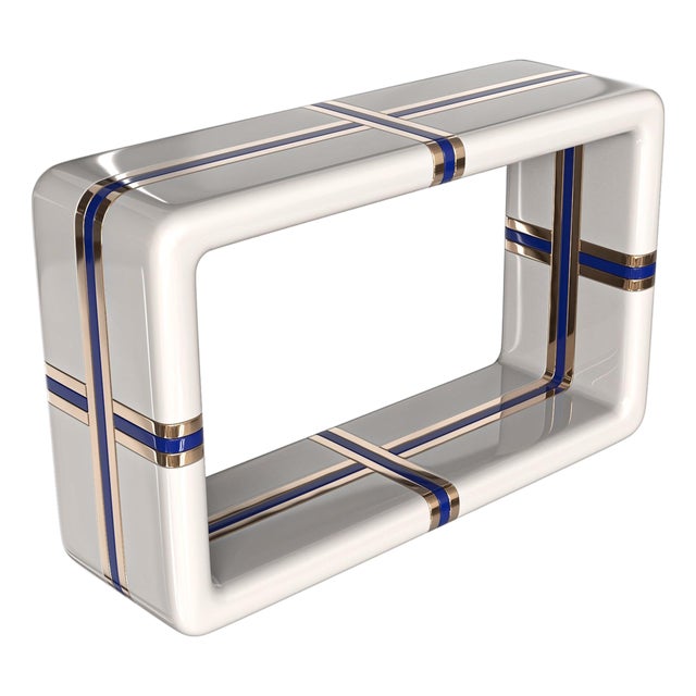 "Armonia" Console With Stainless Steel and Bronze Details, Handmade For Sale