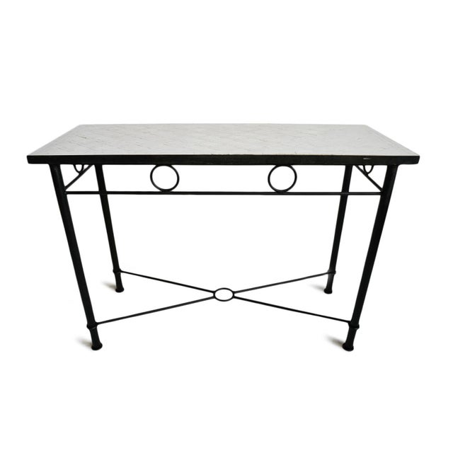 Outdoor White Mosaic Console Table Chairish