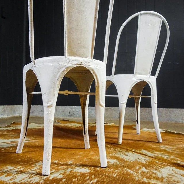 Tolix Set of Brocante White Model A Chairs from Tolix, 1930s For Sale - Image 4 of 9