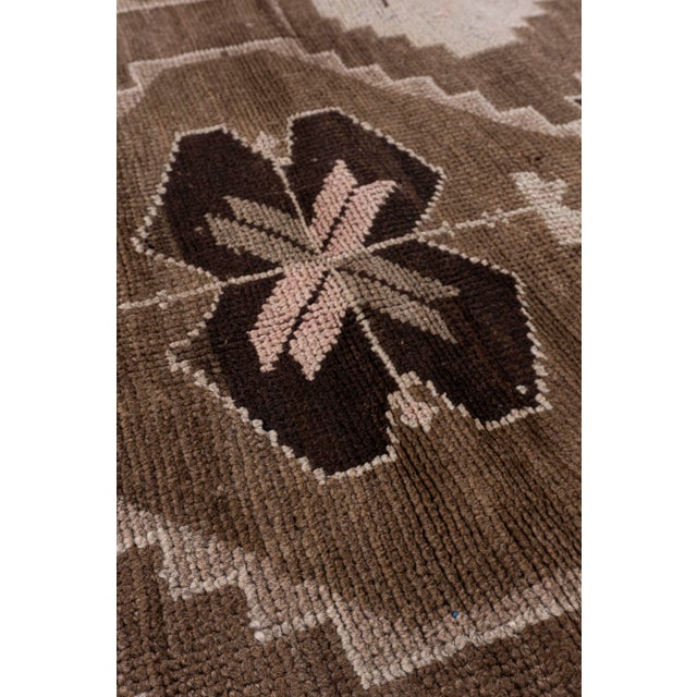 Vintage Circa 1940 Brown Turkish Oushak Hand Knotted Wool Rug 7ft 10in X 12ft 6in For Sale - Image 11 of 14