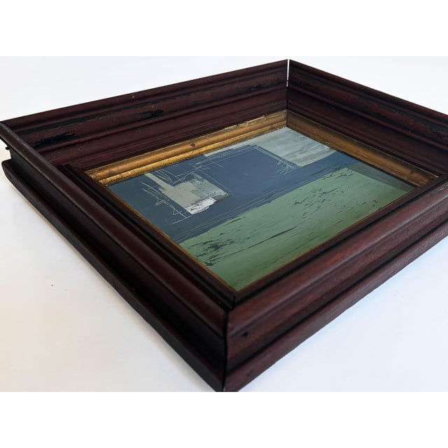 Blue “River Moss" Abstract Art in Antique Frame, Transitional Living Room Art by JTS For Sale - Image 8 of 10