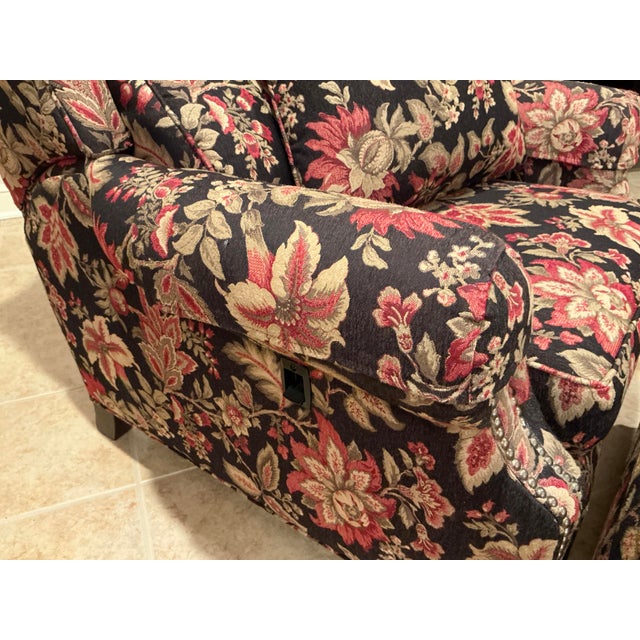 Smith Brothers of Berne Traditional Floral Tilt-Back Chair and Ottoman - Set of 2 For Sale - Image 14 of 17