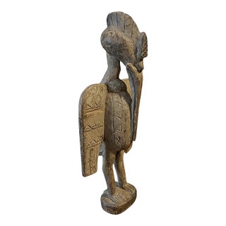 Mid 20th Century Wooden Senufo Hornbill Carving; West African Bird Statue For Sale