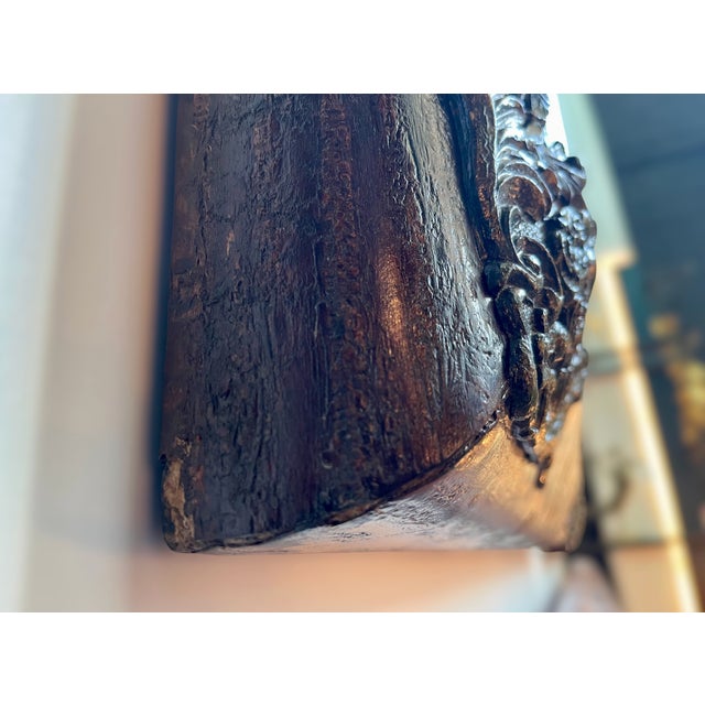 Brown Ornate Antique-Style Mirror: Portuguese-Inspired Design With Intricate Detailing For Sale - Image 8 of 10