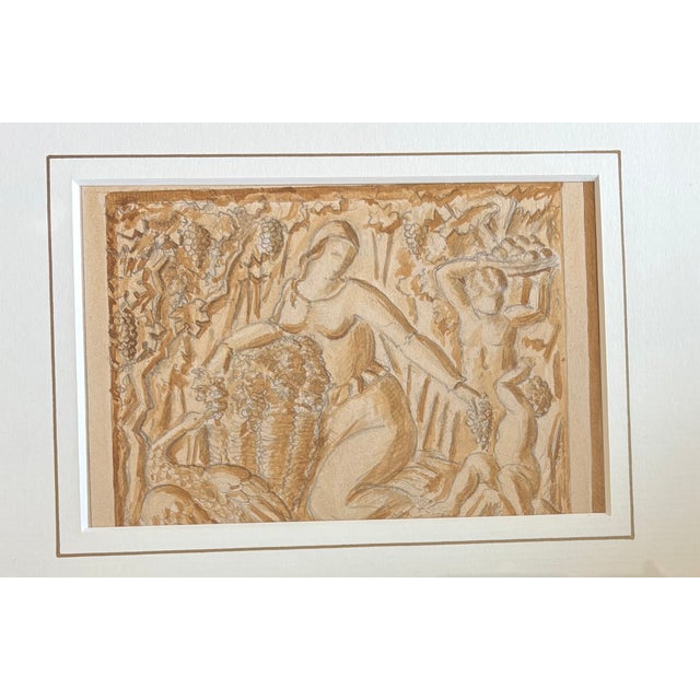 Art Deco Vintage Original Art Deco Watercolor For Sale - Image 3 of 5