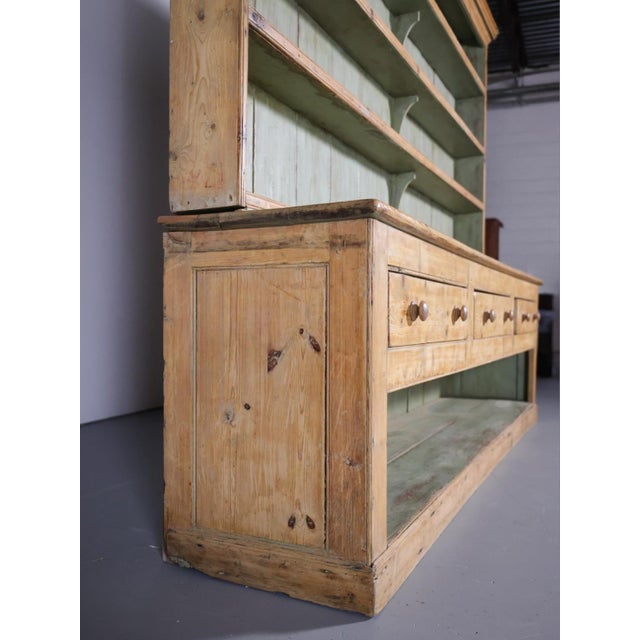 Wood Monumental 10' Antique English Pine Country Kitchen Dresser - Circa 1870 For Sale - Image 7 of 18