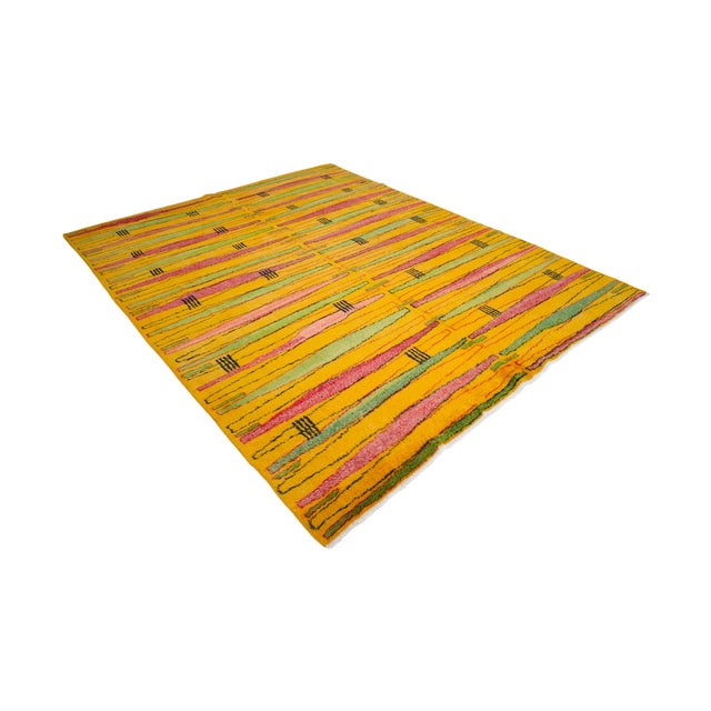 Rare 1980s hand-knotted Zeki Muren design that fuses Turkish craftsmanship with gallery-level abstract geometry, created...