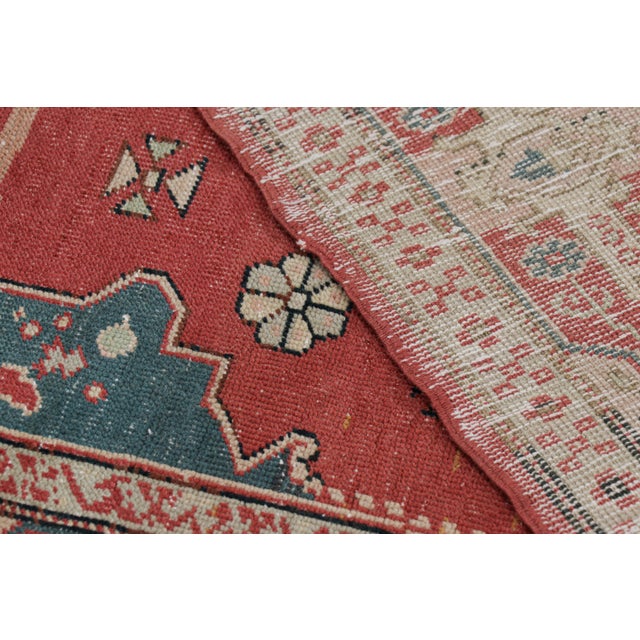 Textile Vintage Turkish Rug in Red With Colorful Floral Medallion, From Rug & Kilim For Sale - Image 7 of 7
