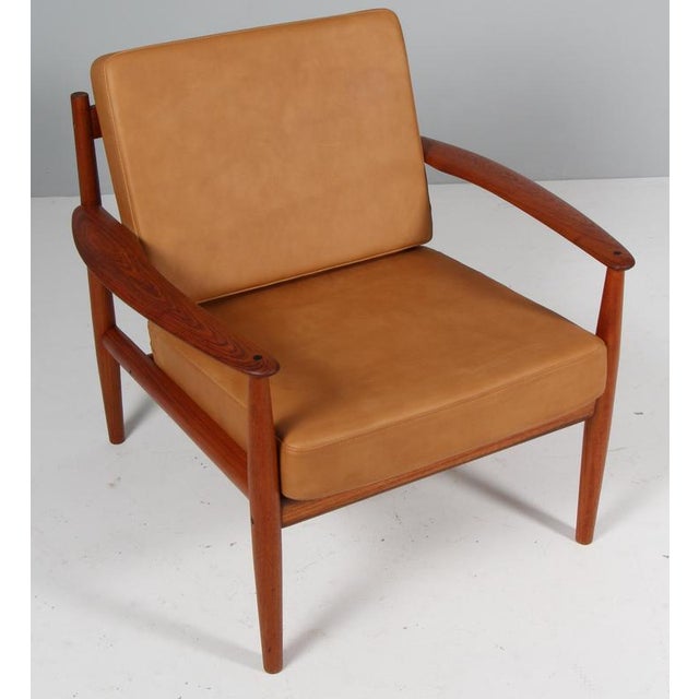 Lounge Chair in Teak and Full Grain Aniline Leather by Grete Jalk, Denmark, 1960s For Sale - Image 3 of 9
