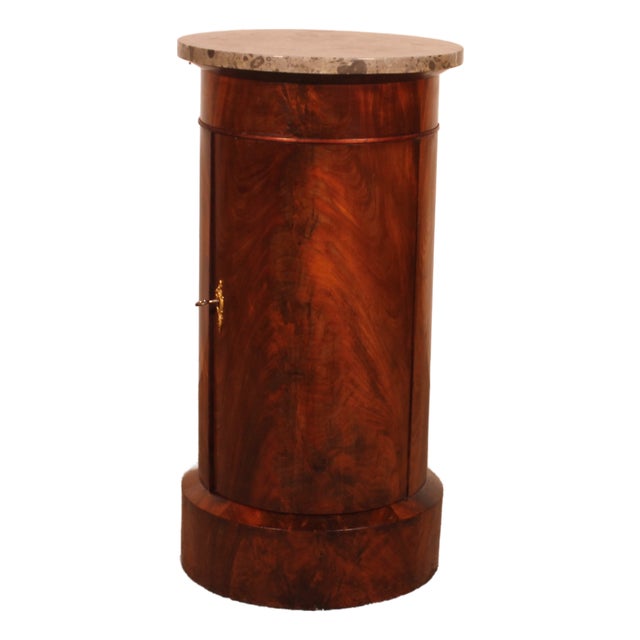 Large Empire Sonno Bedside Table in Flamed Mahogany and Marble For Sale