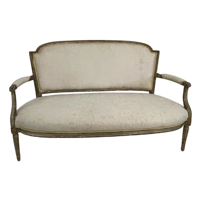 19th Century Louis XVI Style Giltwood Settee For Sale