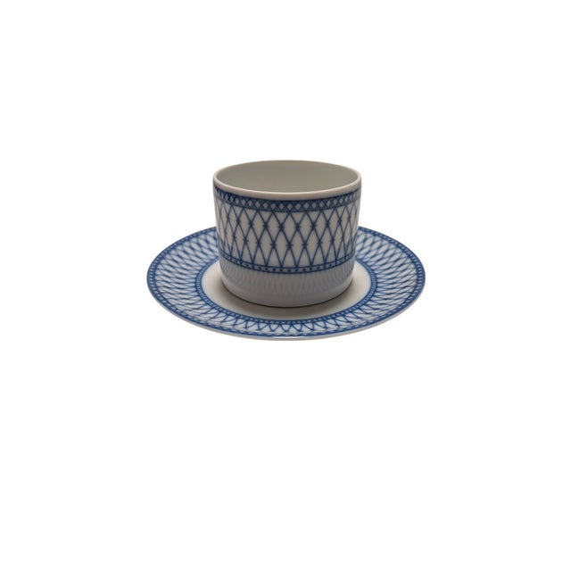 Modern 1980s Vista Alegre Balustrade Blue Cup and Saucer For Sale - Image 3 of 12