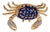 Vintage 14k Gold Sapphire & Diamond Crab Pin / Pendant For Sale