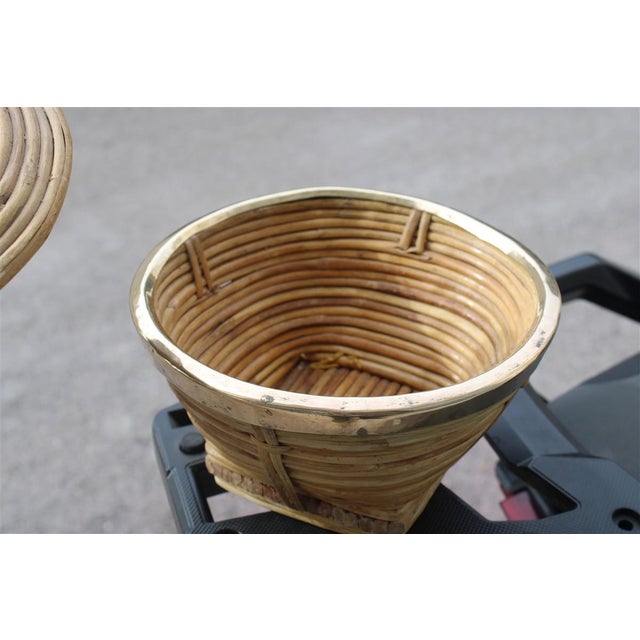 Wood Vintage Italian Bamboo and Brass Box with Lid, 1960s For Sale - Image 7 of 12