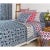 Checkerboard-Lotus Twin Blue & Red Reversible Quilt For Sale - Image 4 of 6
