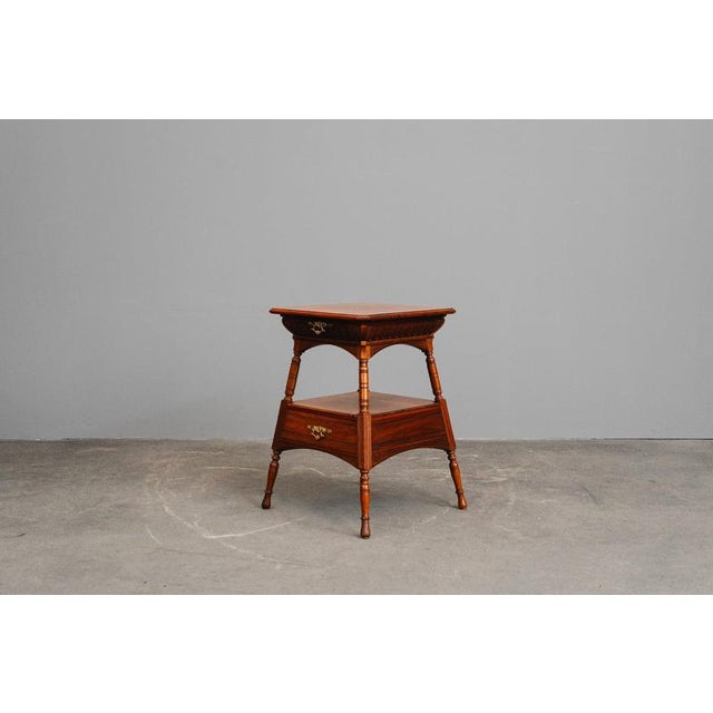 Wood Antique Side Table in Wood and Brass For Sale - Image 7 of 18