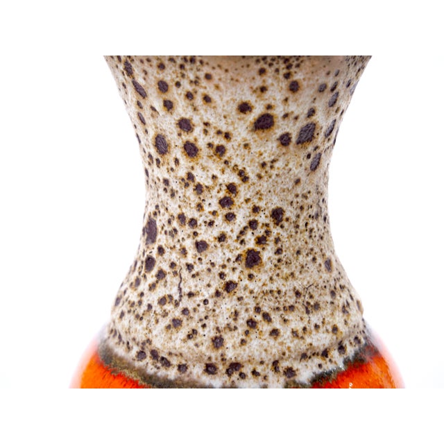 Mid-Century West German Glazed Porcelain Vase, Orange, Eggshell & Brown 10" Tall For Sale - Image 9 of 10