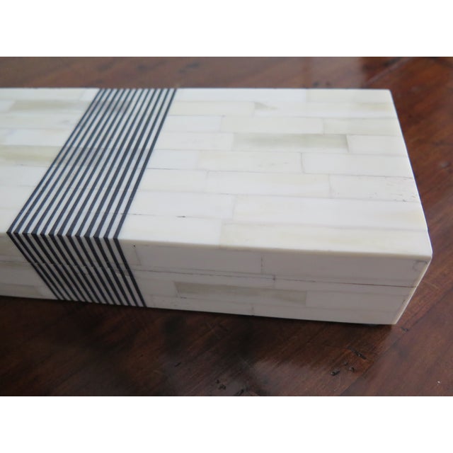 White Bone Box With Center Black Stripes Chairish