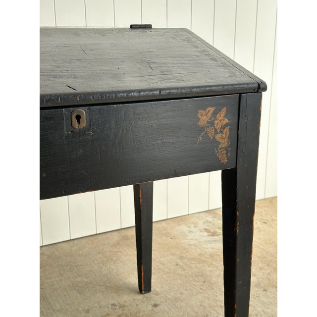 Antique Early American Hand-Painted Slant-Front Writing Desk For Sale - Image 13 of 17