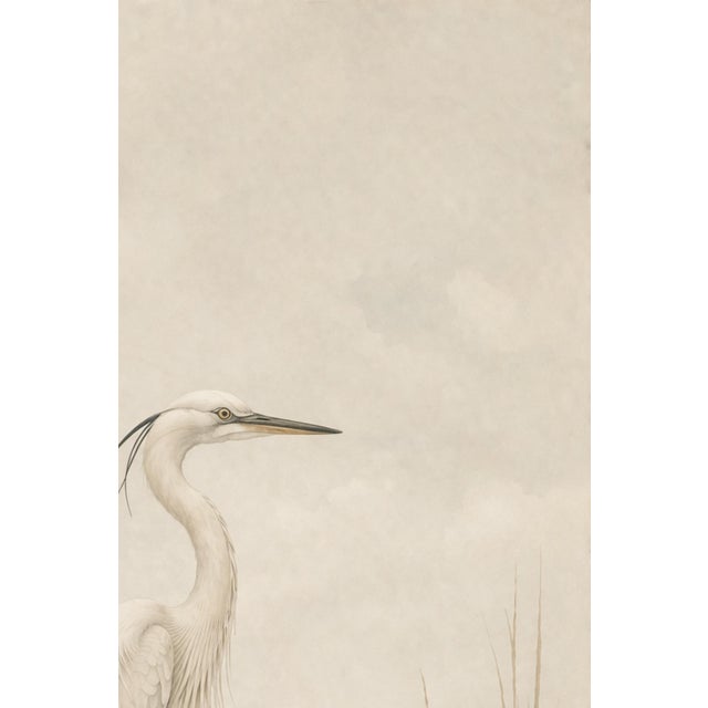 White Egret Coastal Study, Minimalist Bird Wall Art Print, 24″ × 36″ For Sale In Buffalo - Image 6 of 9