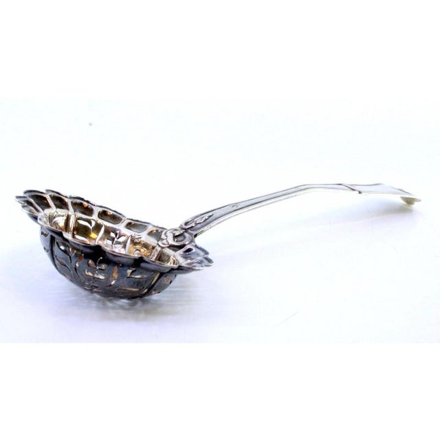 Silver Sprinkling Spoon with Raised Handle and Scoop with Cutouts For Sale - Image 5 of 8