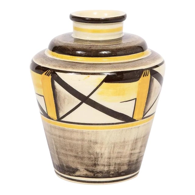 1920s Art Deco Ceramic Vase With Hand-Painted Detailing by Arthur Percy for Gefle For Sale