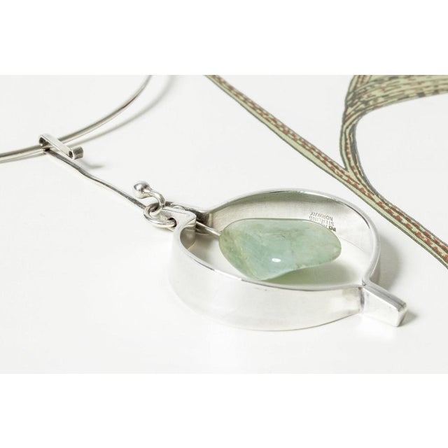 1960s Silver and Beryl Neck Ring by Anna Greta Eker For Sale - Image 5 of 8