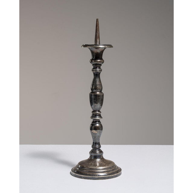 French Early 20th Century France Gray Silver Candlestick For Sale - Image 3 of 15