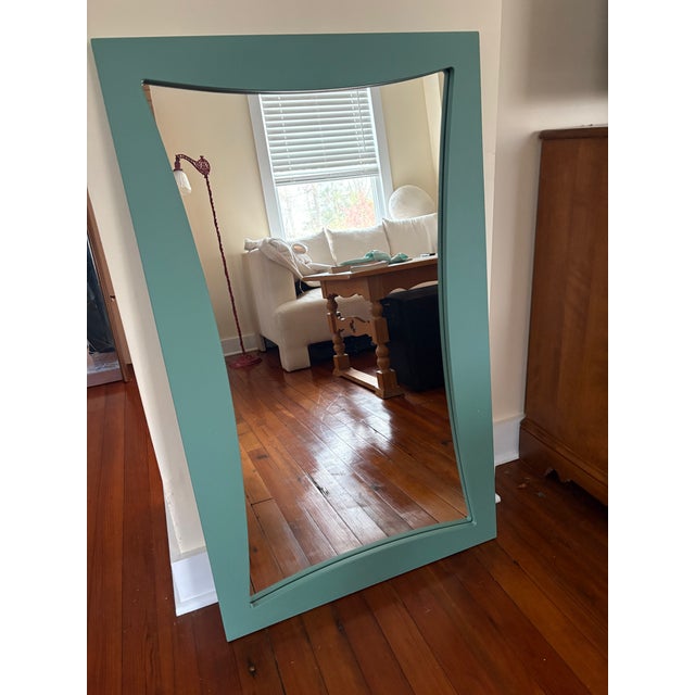Modern Soft Seafoam Green Arched Full-Length Leaning Wall Mirror - Architectural Frame, Coastal Modern For Sale - Image 3 of 6