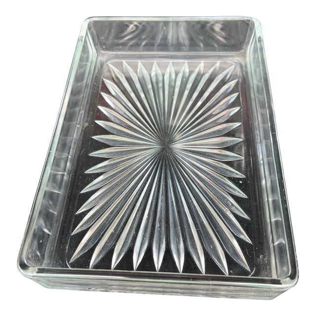 Vintage Glass Rectangular Tray For Sale