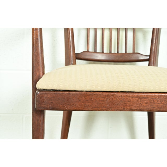 Paul McCobb Style Mid-Century Modern Sculpted Walnut Spindle Back Dining Chairs, Set of Four For Sale - Image 9 of 12