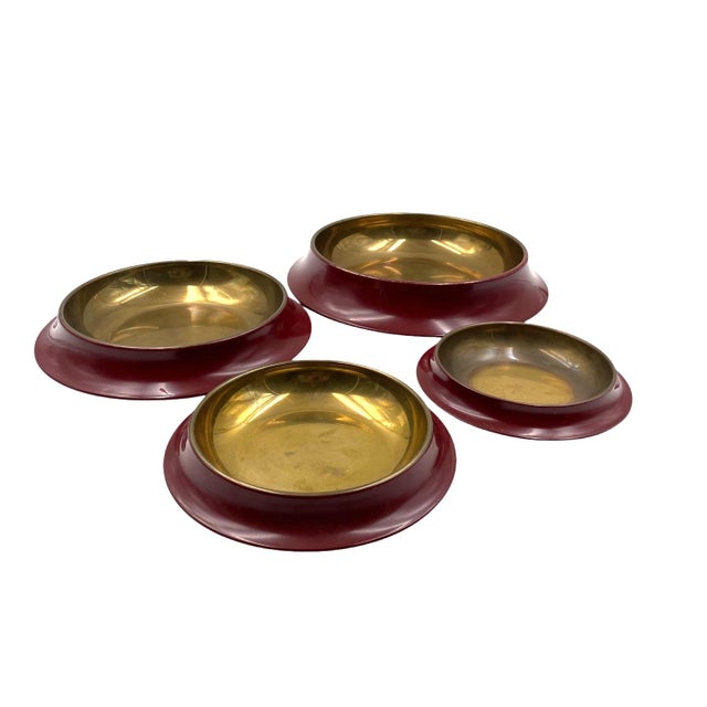 1970s Sculptural Pagoda Shaped Stacked Brass Trays / Vide Poche, Angelo Mangiarotti Italy - 4 Piece Set For Sale - Image 4 of 12