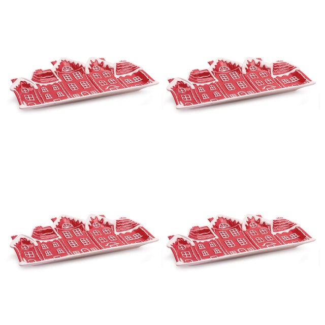 Kenneth Ludwig Chicago Ceramic Snowy Village Plate (Set of 4) For Sale - Image 4 of 4