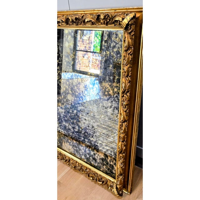 Rococo Antique Rococo Revival Gilt Mirror W/ Heavy Mercury Foxing, 28.75x32.5, Traxel & Maas Cincinnati Provenance For Sale - Image 3 of 14