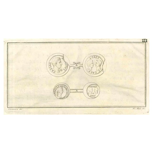 Giuseppe Aloja, Roman Fresco from Antiquities of Herculaneum, 18th Century For Sale