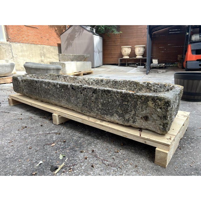 A Long and Low 18th Century Carved Limestone Trough From the South of France For Sale - Image 11 of 13