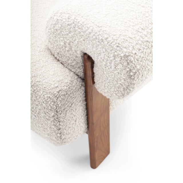 White 21st Century Paloma Armchair in Boucle / Wood For Sale - Image 8 of 9