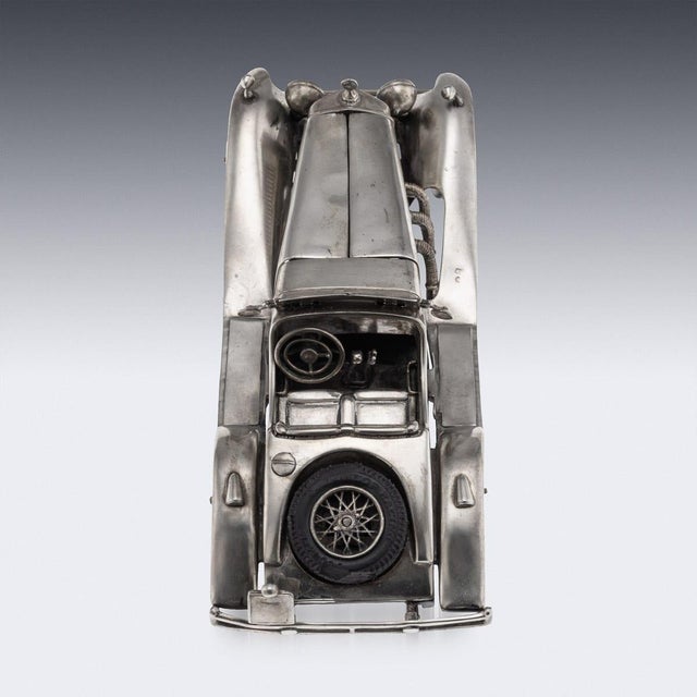 1960s Vintage Silver Mercedes Benz SSK 1928 Roadster Model Car, 1960s For Sale - Image 5 of 18