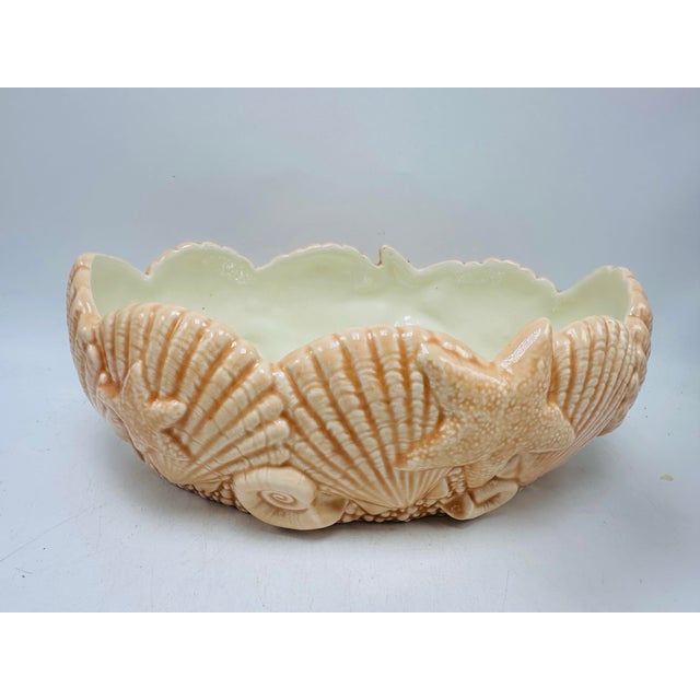 Coastal Vintage Ceramic Shell Planter For Sale - Image 3 of 6