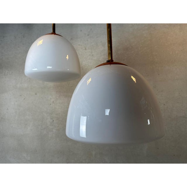 Art Deco Monastery/School Pendant Lamp in Opaline and Brass For Sale - Image 12 of 18