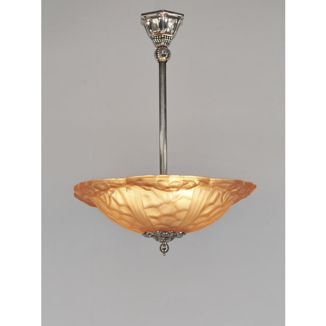 David Gueron Degue French Art Deco Pendant Light by Degue 1930 France For Sale - Image 4 of 14