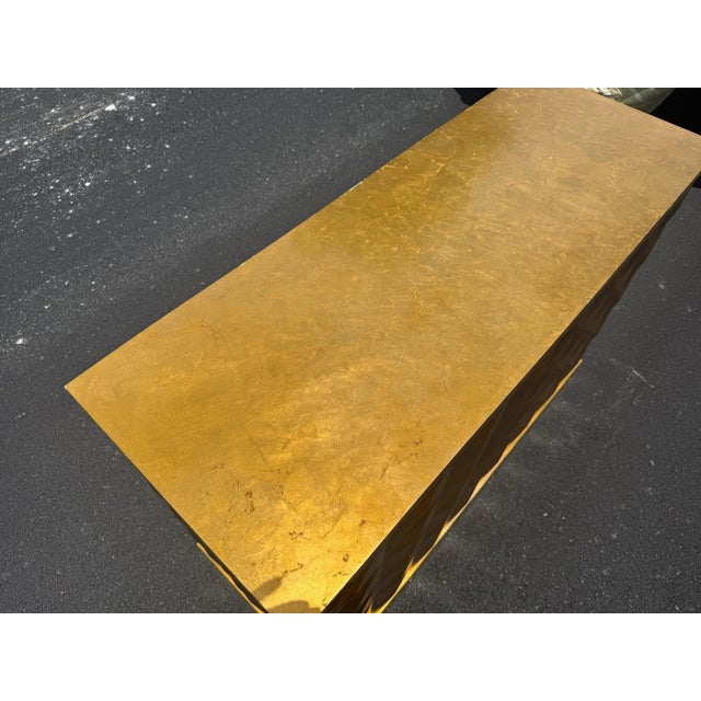 Gemstone 1970s Barbara Barry for Baker Mid Century Diamond Gold Leaf Cabinet Credenza, Attributed For Sale - Image 7 of 12