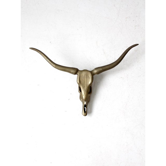 Brass Vintage Brass Longhorn Wall Mount For Sale - Image 8 of 10