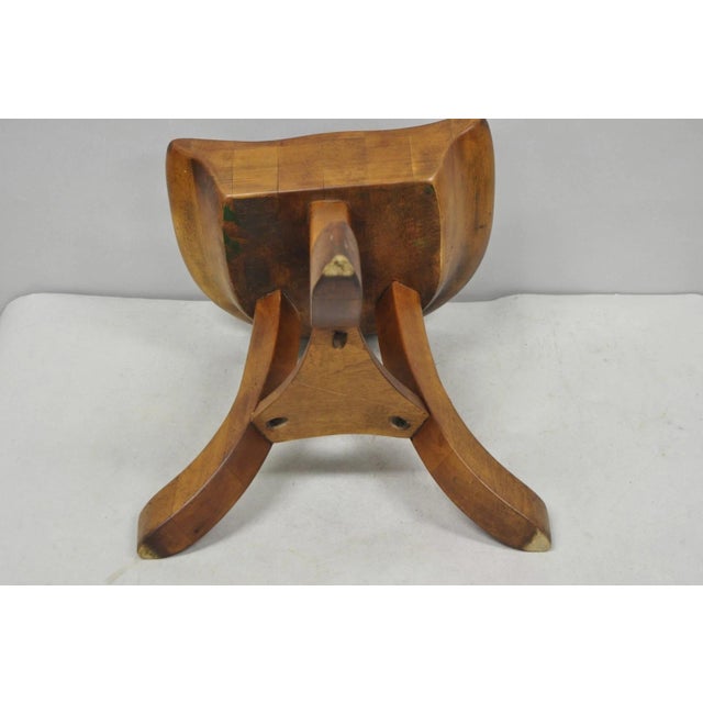 Vintage Mid Century Modern Mahogany Adolf Loos Theban Style Tripod Saddle Stool For Sale - Image 15 of 17