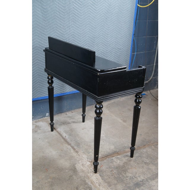 Hitchcock Style Black Lacquered Harvest Stenciled Secretary Writing Desk For Sale - Image 4 of 14