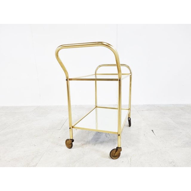 Metal Vintage Brass Drinks Trolley, 1960s For Sale - Image 7 of 12