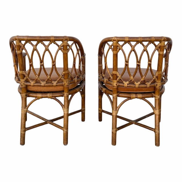 Vintage McGuire Rattan Cross Hatch Dining Chairs - Set of 8 For Sale - Image 9 of 12