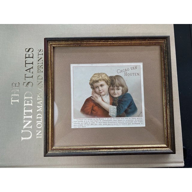 Victorian Framed Vintage Cacao Van Houten Advertisement Art Print – French Chocolate Ad | Victorian Cottagecore Wall Décor For Sale - Image 3 of 4