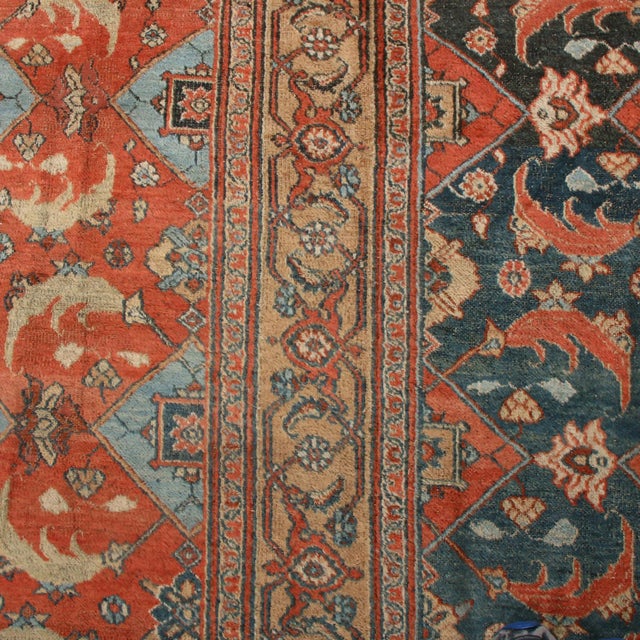 Rug & Kilim Antique Doroksh Beige Orange and Blue Wool Persian Rug With Herati Fish Pattern For Sale - Image 4 of 7